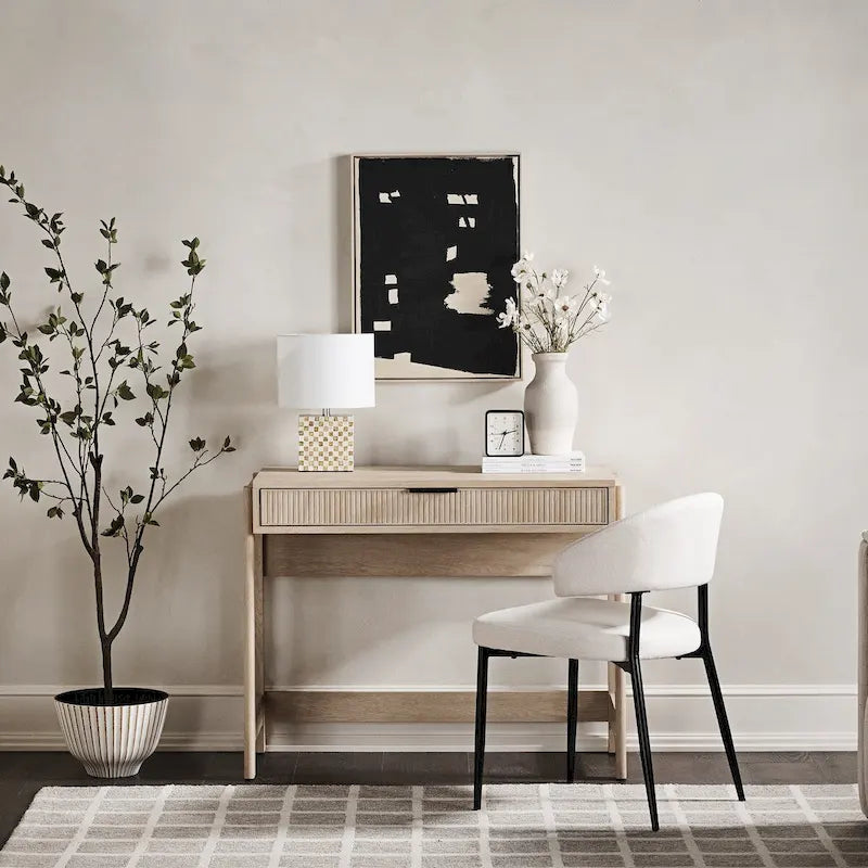 Bureau en Chêne Côtier / Jonc Noir avec Tiroir, Simple