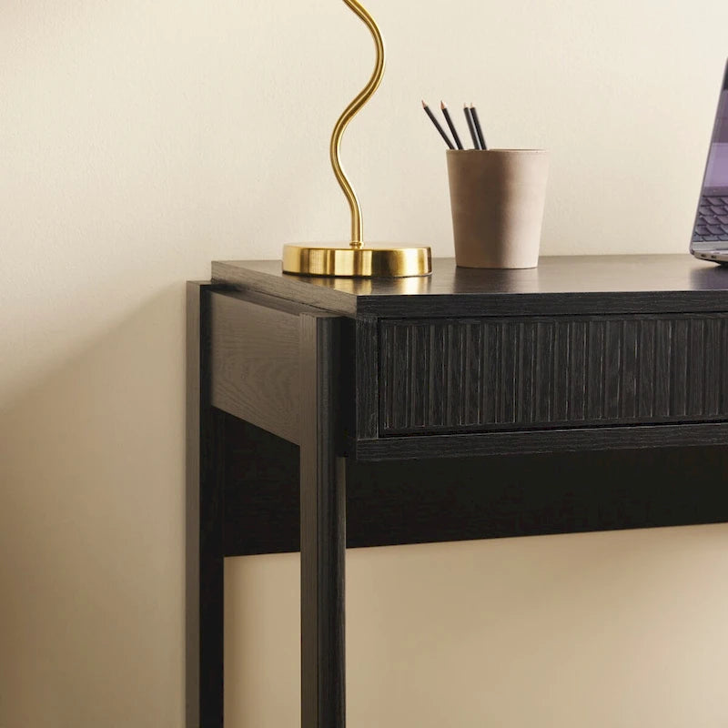 Bureau en Chêne Côtier / Jonc Noir avec Tiroir, Simple