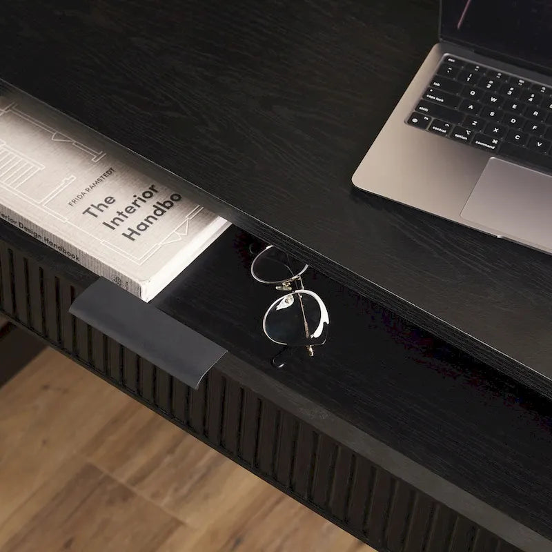 Bureau en Chêne Côtier / Jonc Noir avec Tiroir, Simple