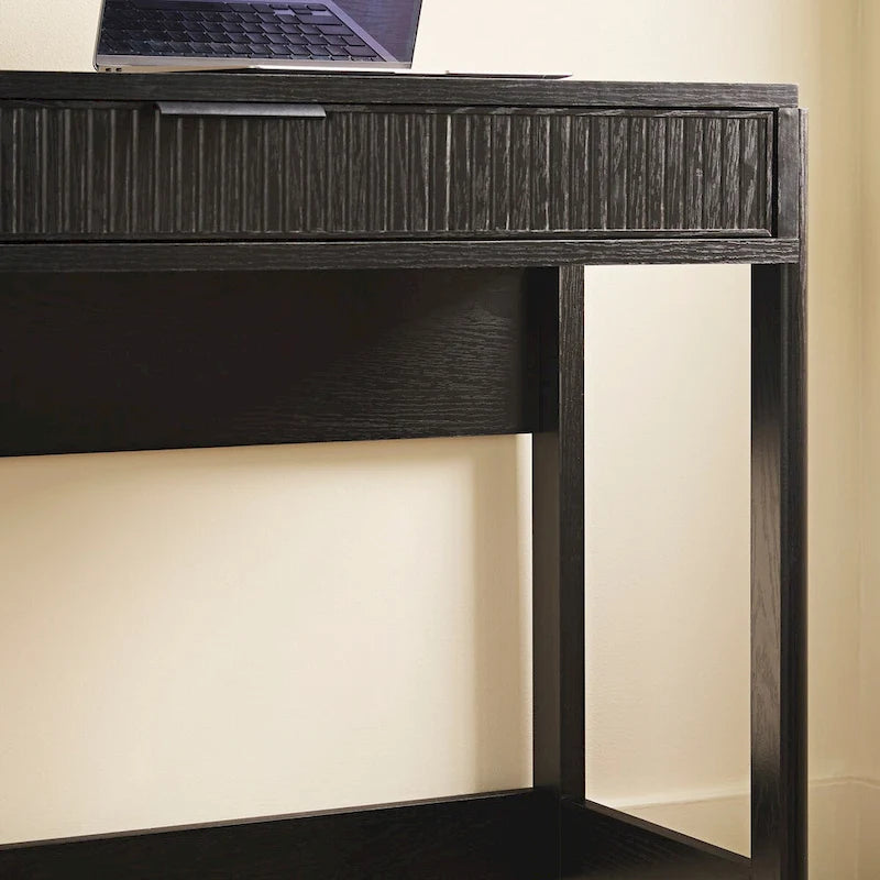 Bureau en Chêne Côtier / Jonc Noir avec Tiroir, Simple