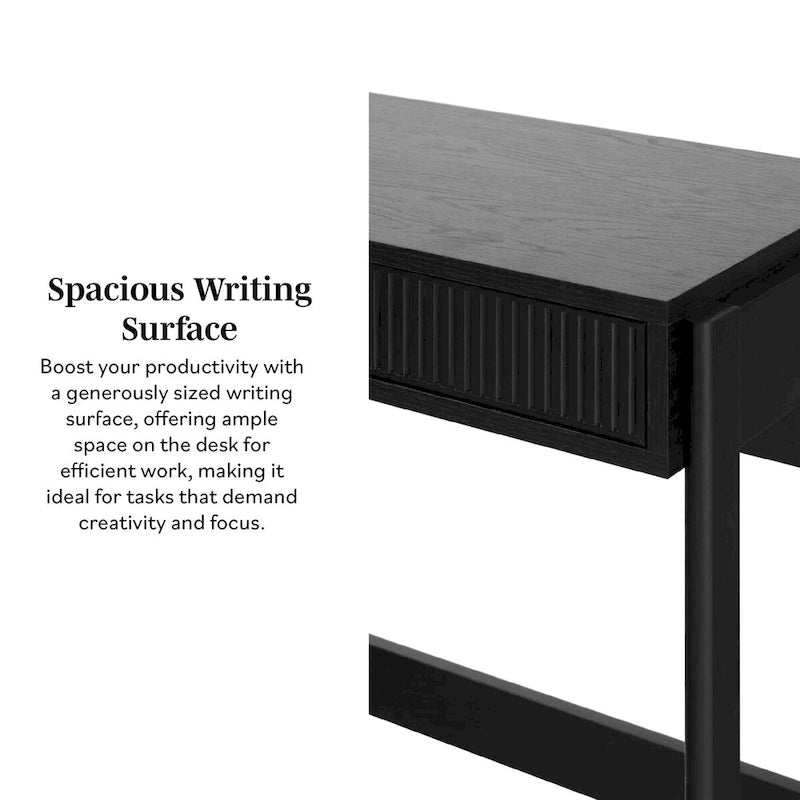 Bureau en Chêne Côtier / Jonc Noir avec Tiroir, Simple