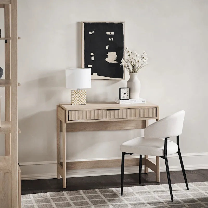 Bureau en Chêne Côtier / Jonc Noir avec Tiroir, Simple