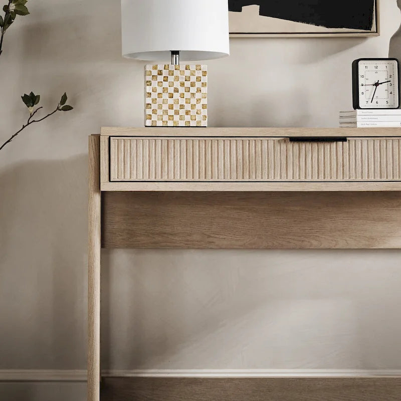Bureau en Chêne Côtier / Jonc Noir avec Tiroir, Simple