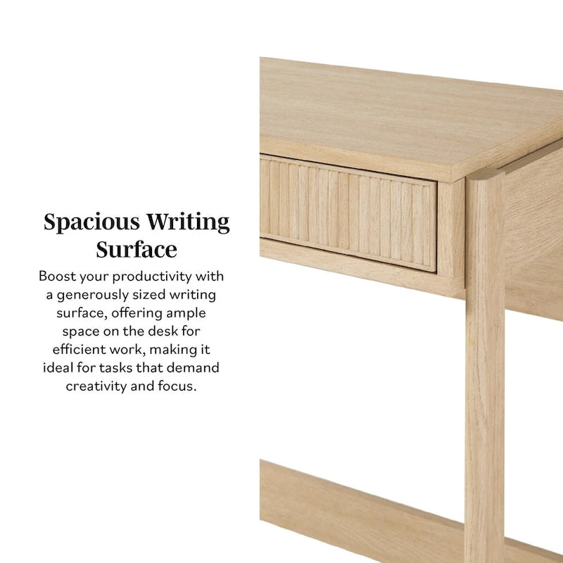 Bureau en Chêne Côtier / Jonc Noir avec Tiroir, Simple