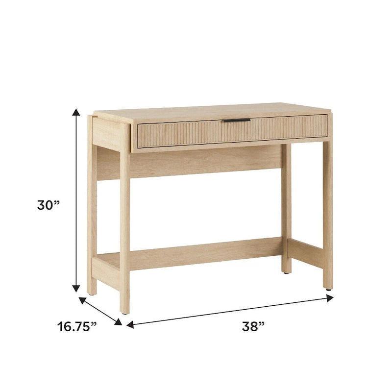 Bureau en Chêne Côtier / Jonc Noir avec Tiroir, Simple