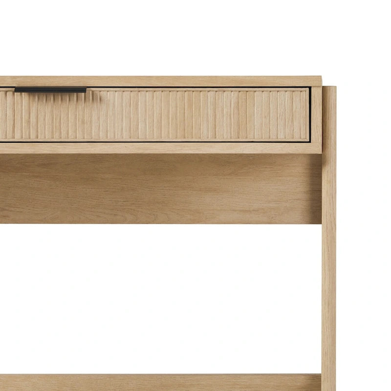 Bureau en Chêne Côtier / Jonc Noir avec Tiroir, Simple