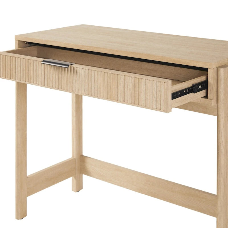 Bureau en Chêne Côtier / Jonc Noir avec Tiroir, Simple