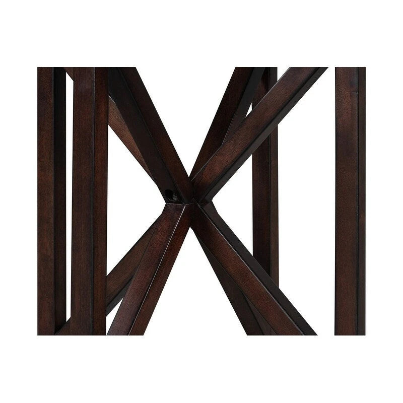 Table basse en verre trempé ronde/ovale noire/marron avec base en bois massif