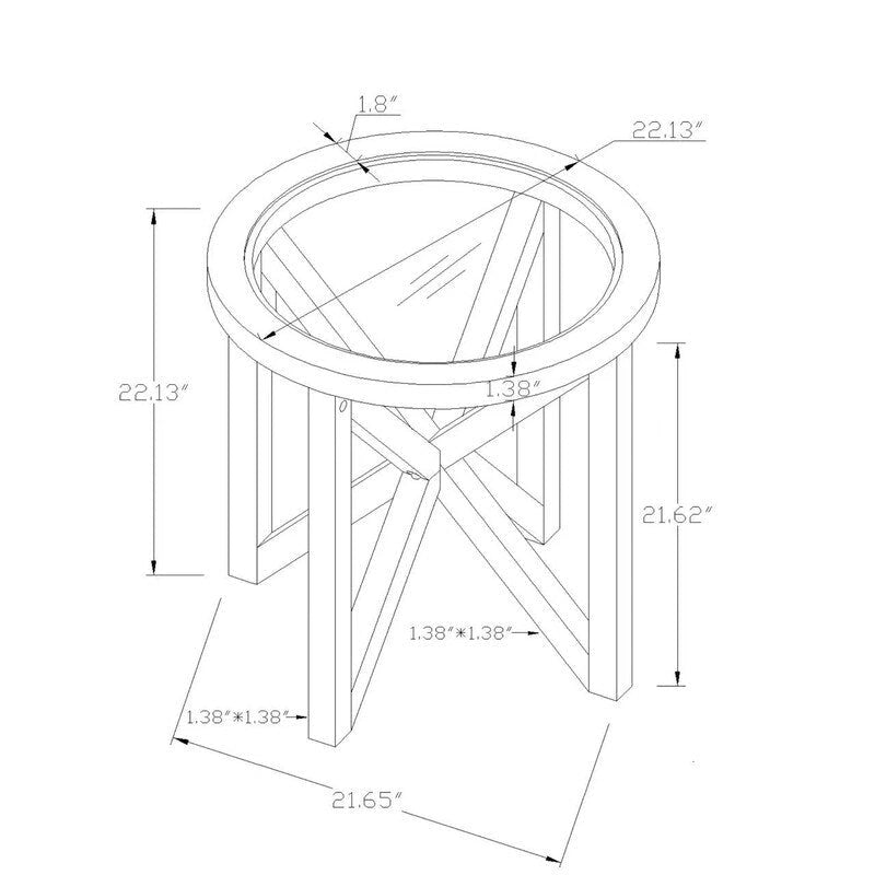 Table basse en verre trempé ronde/ovale noire/marron avec base en bois massif