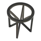 Table basse en verre trempé ronde/ovale noire/marron avec base en bois massif