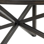 Table basse en verre trempé ronde/ovale noire/marron avec base en bois massif