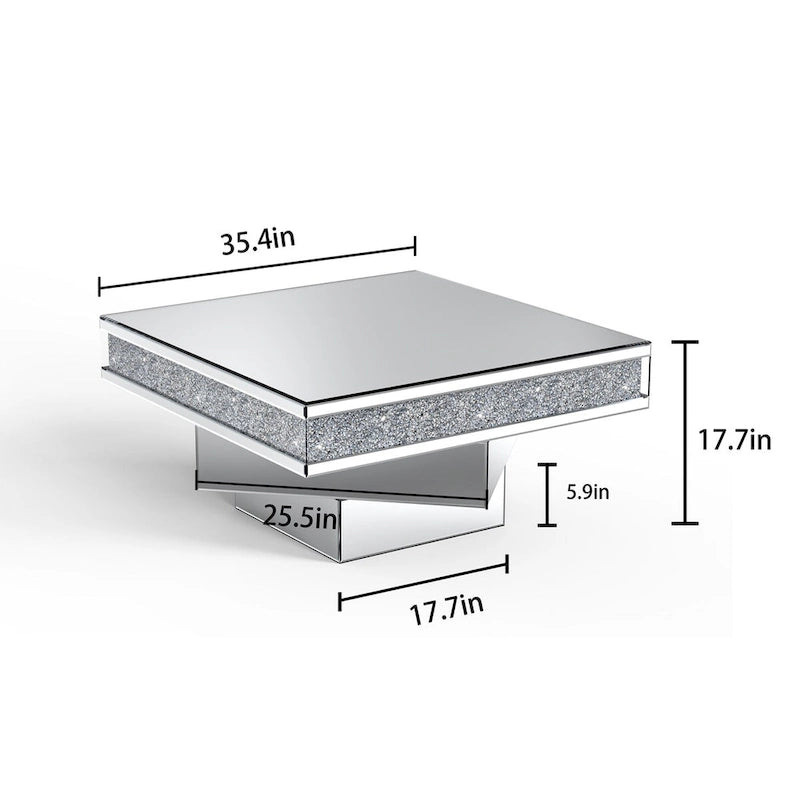 Table basse d'appoint Glam Triple Mirror Diamond
