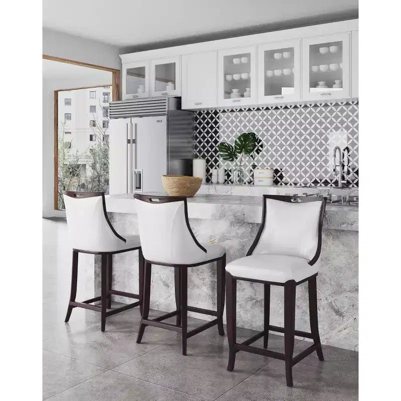 Lot de 3 tabourets de bar en bois de hêtre rembourrés Emperor - Manhattan Comfort