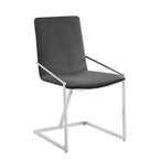 Lot de 2 chaises de salle à manger latérales de 23 pouces, velours gris, piètement en métal chromé moderne