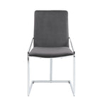 Lot de 2 chaises de salle à manger latérales de 23 pouces, velours gris, piètement en métal chromé moderne