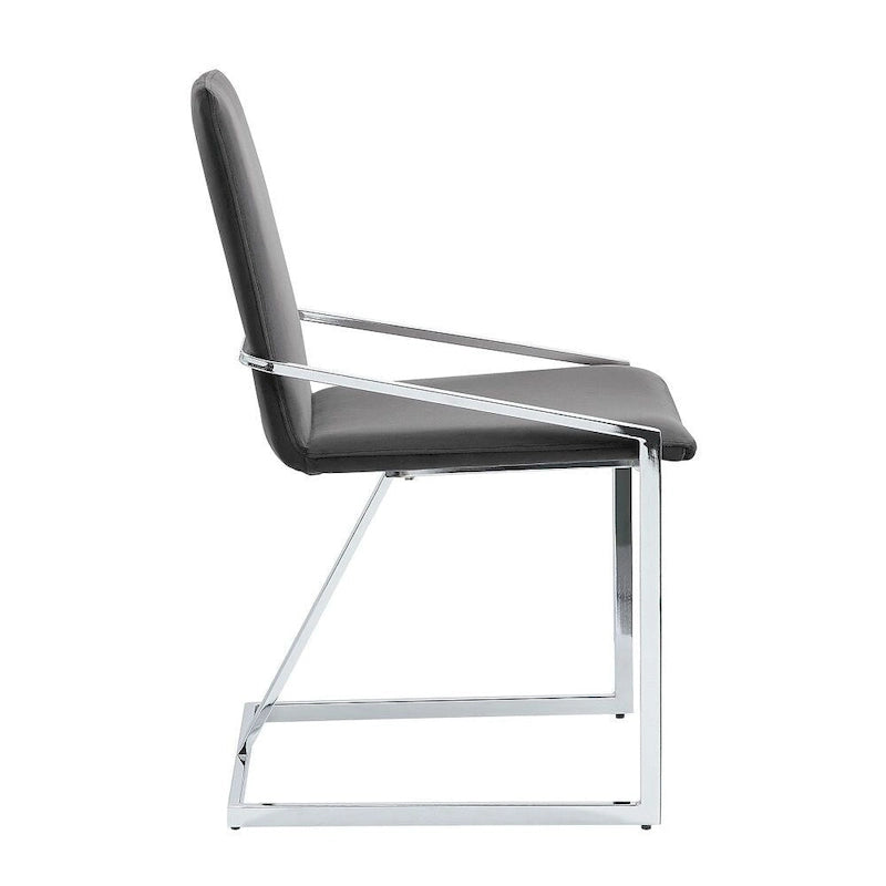 Lot de 2 chaises de salle à manger latérales de 23 pouces, velours gris, piètement en métal chromé moderne