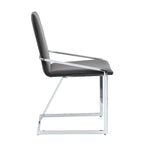 Lot de 2 chaises de salle à manger latérales de 23 pouces, velours gris, piètement en métal chromé moderne