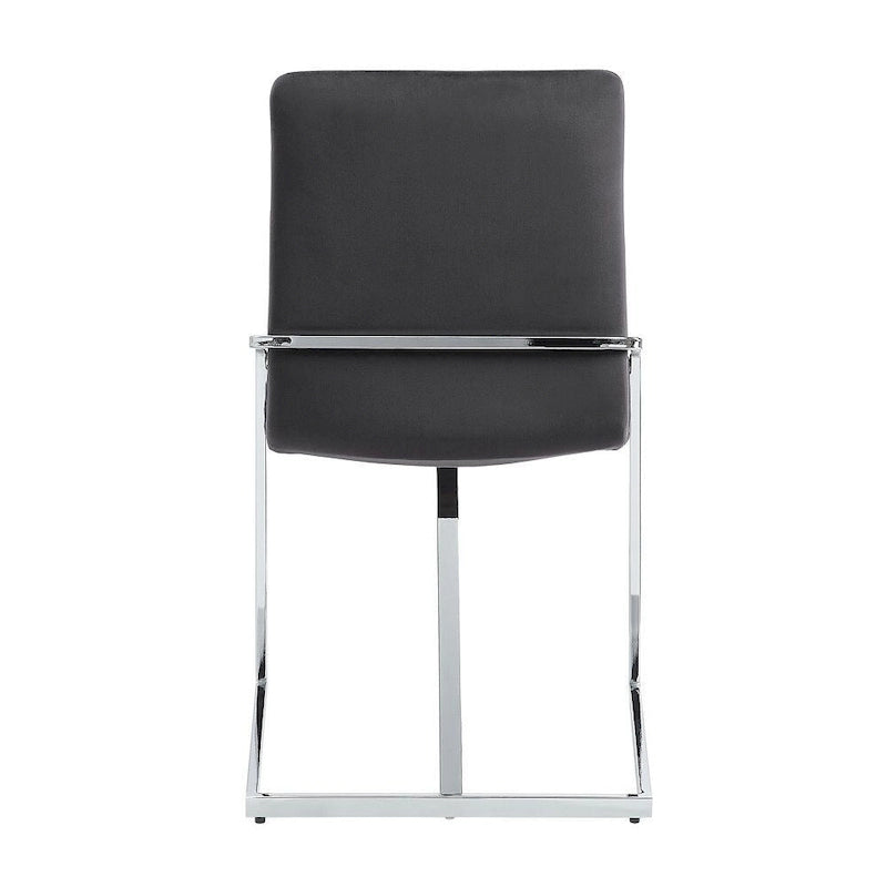 Lot de 2 chaises de salle à manger latérales de 23 pouces, velours gris, piètement en métal chromé moderne