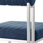 Lot de 2 chaises de salle à manger Anastasia en acier inoxydable brossé et tissu d'Armen Living