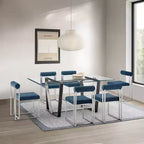 Lot de 2 chaises de salle à manger Anastasia en acier inoxydable brossé et tissu d'Armen Living