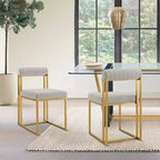 Lot de 2 chaises de salle à manger Anastasia en acier inoxydable brossé et tissu d'Armen Living