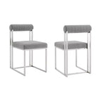 Lot de 2 chaises de salle à manger Anastasia en acier inoxydable brossé et tissu d'Armen Living