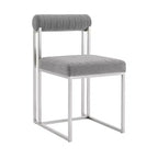 Lot de 2 chaises de salle à manger Anastasia en acier inoxydable brossé et tissu d'Armen Living