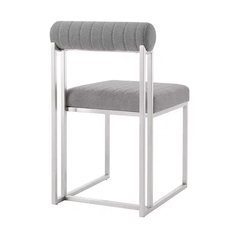Lot de 2 chaises de salle à manger Anastasia en acier inoxydable brossé et tissu d'Armen Living
