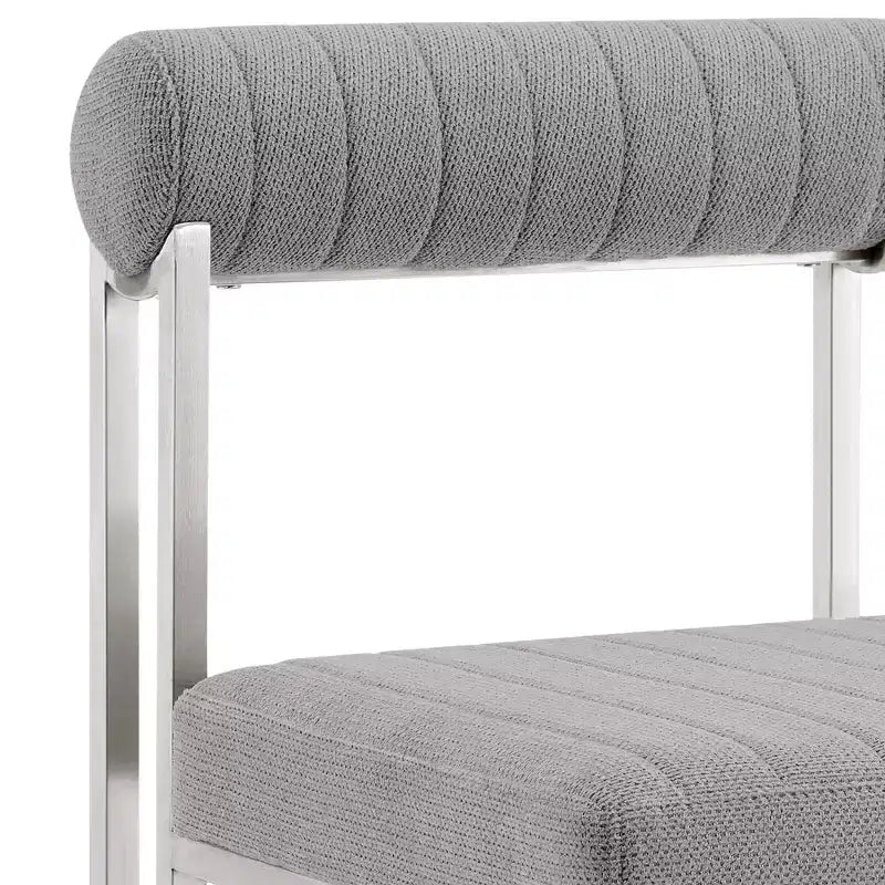 Lot de 2 chaises de salle à manger Anastasia en acier inoxydable brossé et tissu d'Armen Living