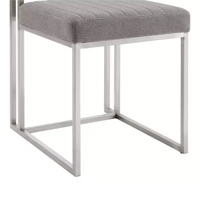 Lot de 2 chaises de salle à manger Anastasia en acier inoxydable brossé et tissu d'Armen Living