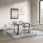 Lot de 2 chaises de salle à manger Anastasia en acier inoxydable brossé et tissu d'Armen Living