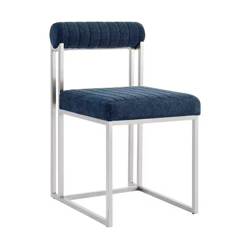 Lot de 2 chaises de salle à manger Anastasia en acier inoxydable brossé et tissu d'Armen Living