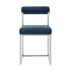 Lot de 2 chaises de salle à manger Anastasia en acier inoxydable brossé et tissu d'Armen Living