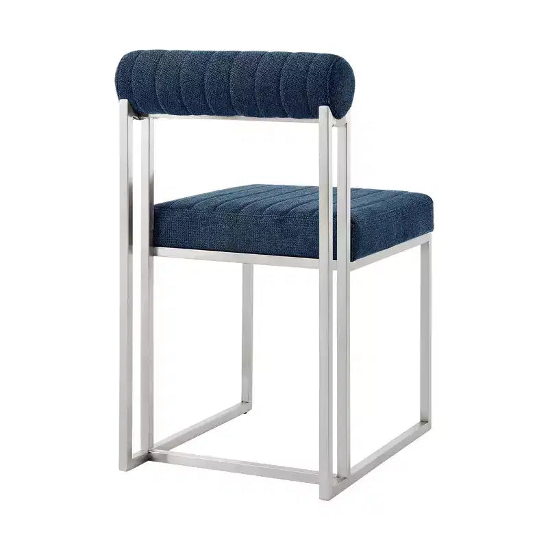 Lot de 2 chaises de salle à manger Anastasia en acier inoxydable brossé et tissu d'Armen Living