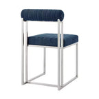 Lot de 2 chaises de salle à manger Anastasia en acier inoxydable brossé et tissu d'Armen Living