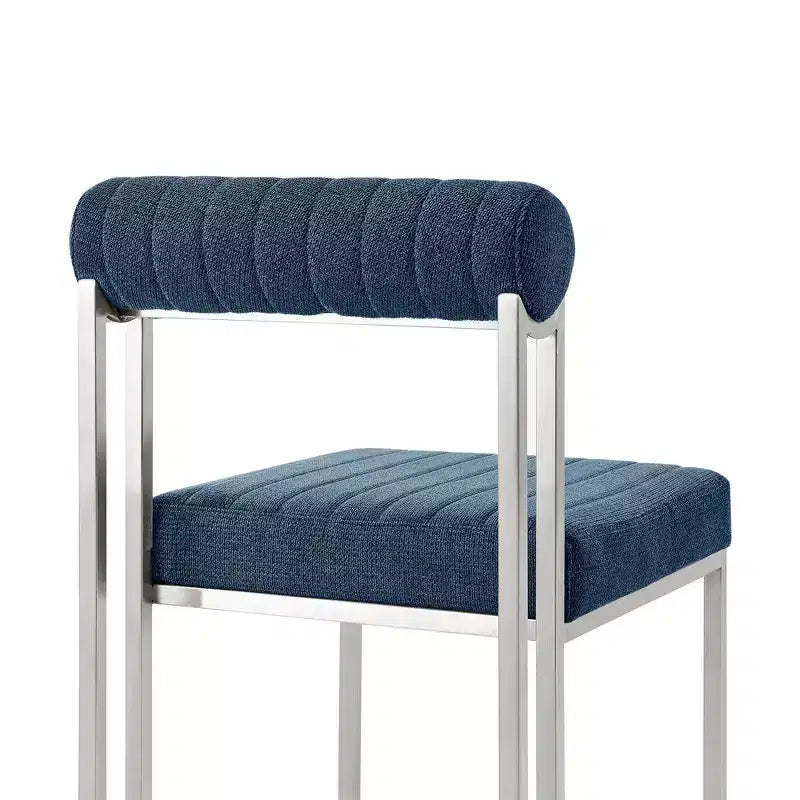 Lot de 2 chaises de salle à manger Anastasia en acier inoxydable brossé et tissu d'Armen Living