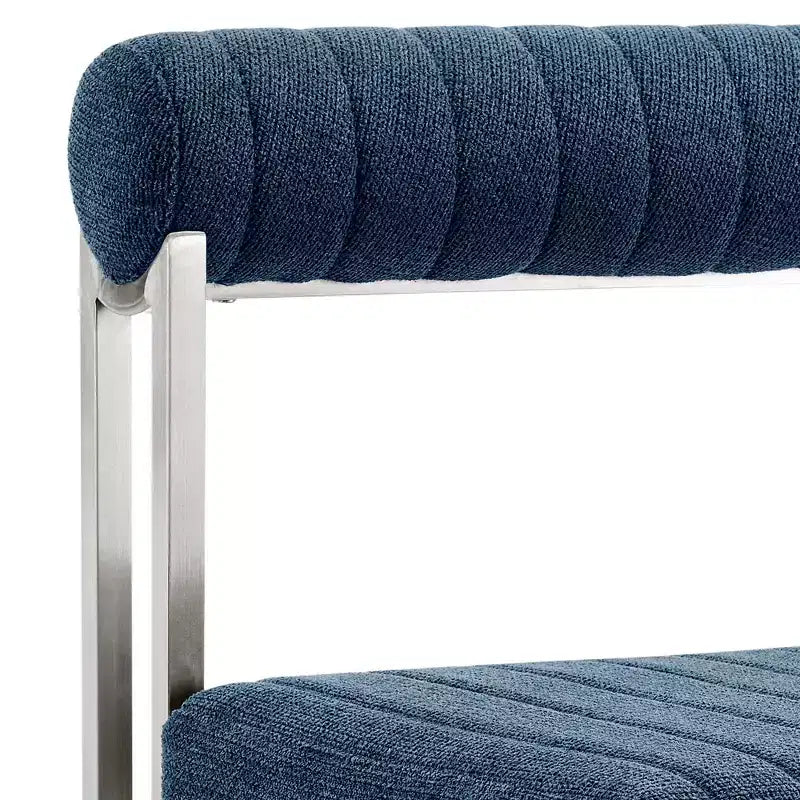 Lot de 2 chaises de salle à manger Anastasia en acier inoxydable brossé et tissu d'Armen Living