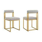 Lot de 2 chaises de salle à manger Anastasia en acier inoxydable brossé et tissu d'Armen Living