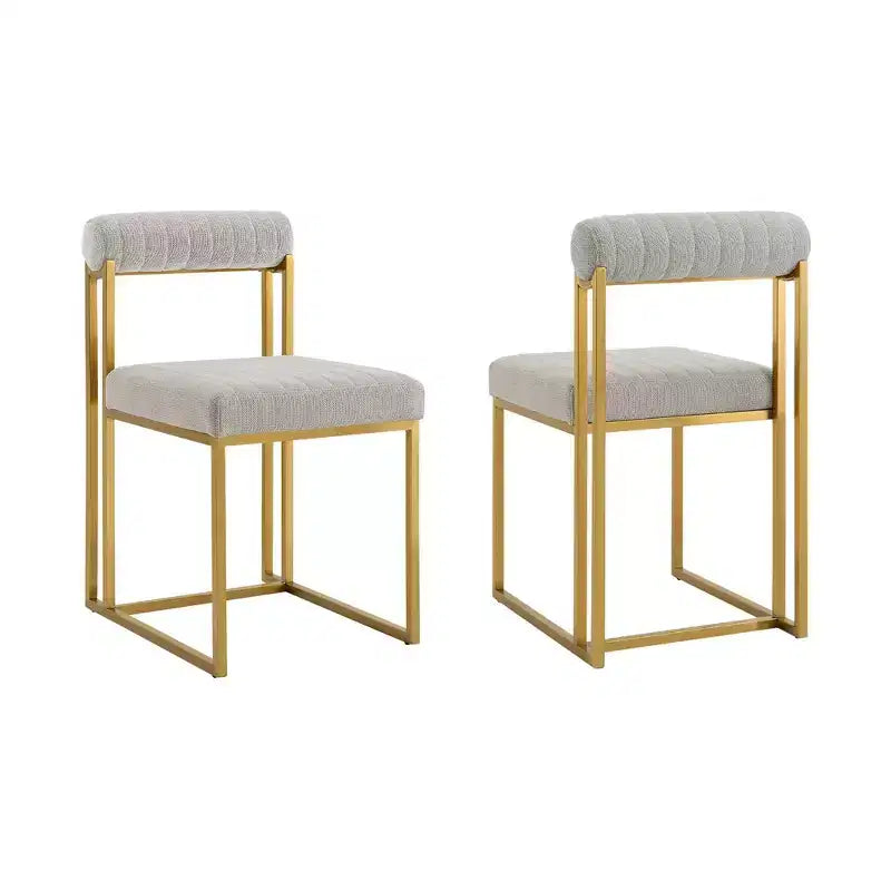 Lot de 2 chaises de salle à manger Anastasia en acier inoxydable brossé et tissu d'Armen Living