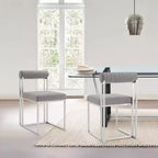 Lot de 2 chaises de salle à manger Anastasia en acier inoxydable brossé et tissu d'Armen Living