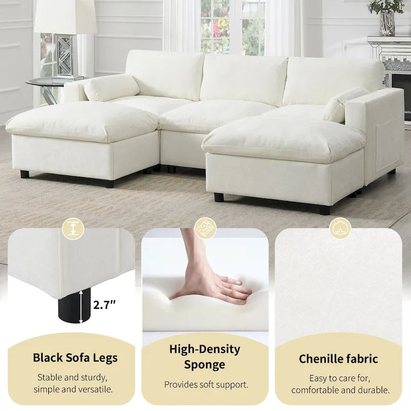 Ensemble de canapé convertible d'angle en U 5 places Merax