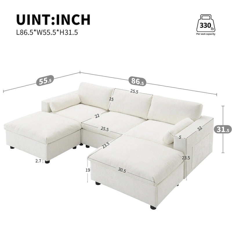 Ensemble de canapé convertible d'angle en U 5 places Merax