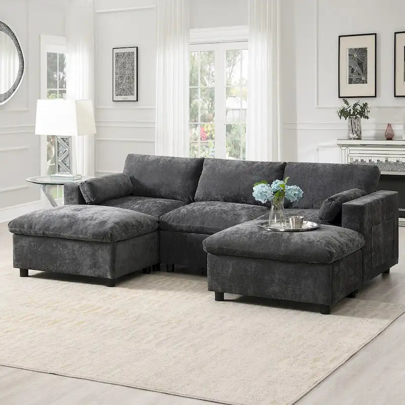 Ensemble de canapé convertible d'angle en U 5 places Merax
