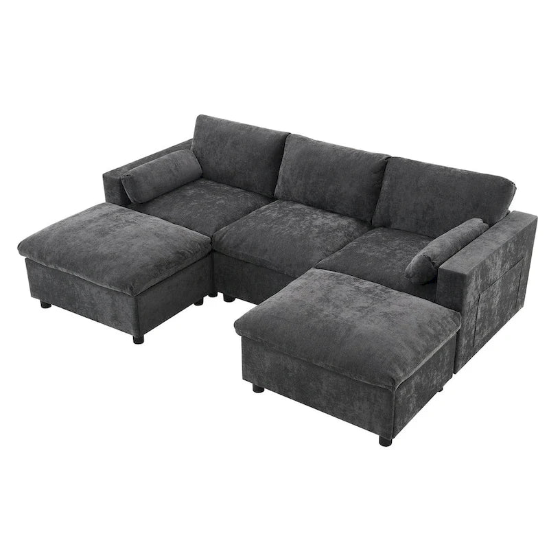 Ensemble de canapé convertible d'angle en U 5 places Merax