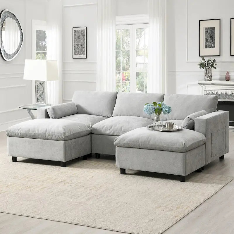 Ensemble de canapé convertible d'angle en U 5 places Merax