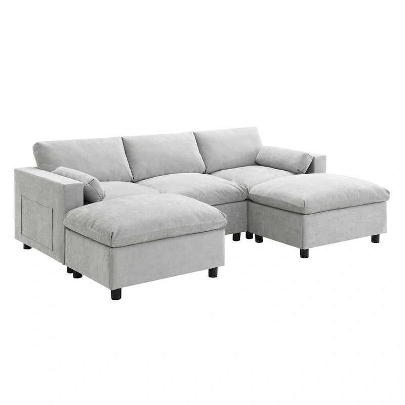 Ensemble de canapé convertible d'angle en U 5 places Merax