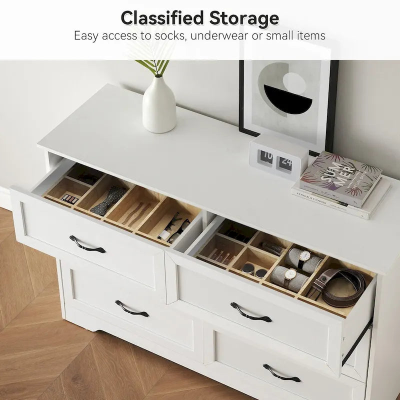 Commode à 6 tiroirs – Gris / Blanc / Multicolore, grain de bois rustique, utilisation par 1 personne