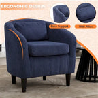 Fauteuil simple en velours côtelé, style Mid-Century, 1 place – Bleu marine / Noir / Camel / Beige / Gris foncé / Émeraude