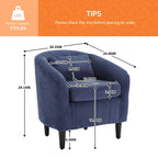 Fauteuil simple en velours côtelé, style Mid-Century, 1 place – Bleu marine / Noir / Camel / Beige / Gris foncé / Émeraude