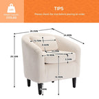 Fauteuil simple en velours côtelé, style Mid-Century, 1 place – Bleu marine / Noir / Camel / Beige / Gris foncé / Émeraude